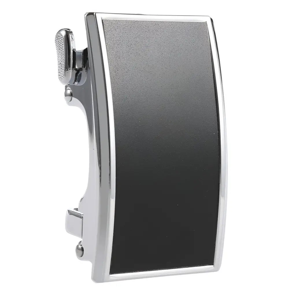 Chrome and black belt buckle from the Silver and Black Damon Model Belt Buckle collection