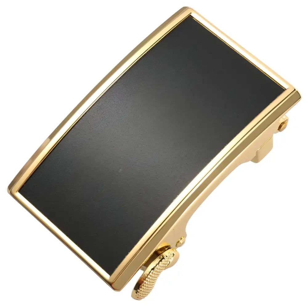 Silver and Black Damon Model Belt Buckle featuring a gold and black design