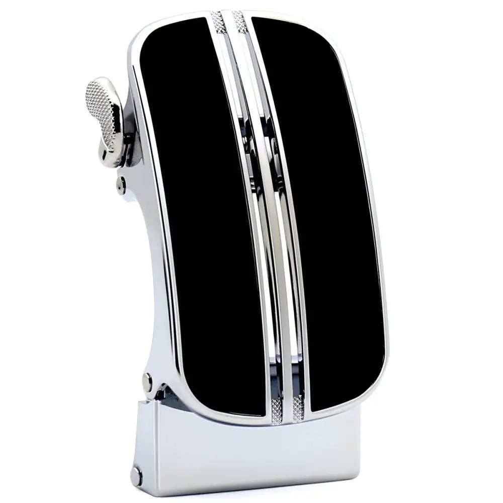 Davy automatic belt featuring a chrome and black silver automatic belt buckle