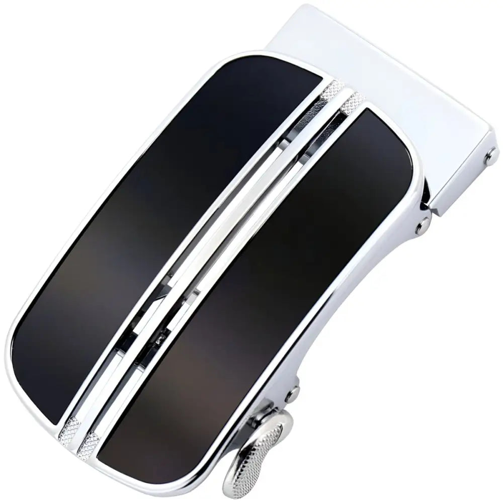 Davy Automatic Belt with black and silver automatic belt buckle featuring chrome finish