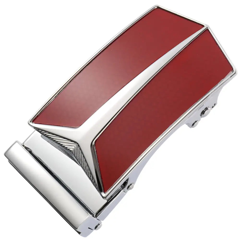 Red and silver Declan automatic belt buckle for stylish wear