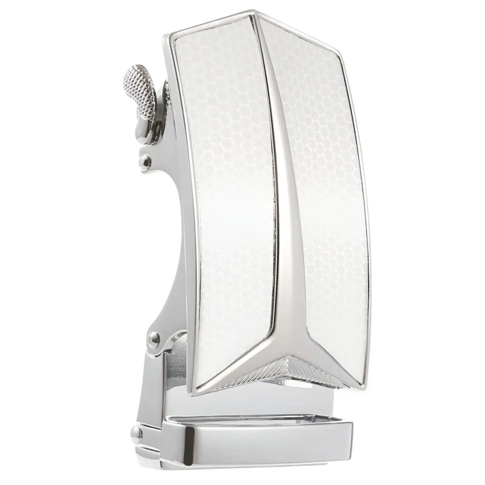 Silver-toned belt buckle for Declan automatic belt with stylish design