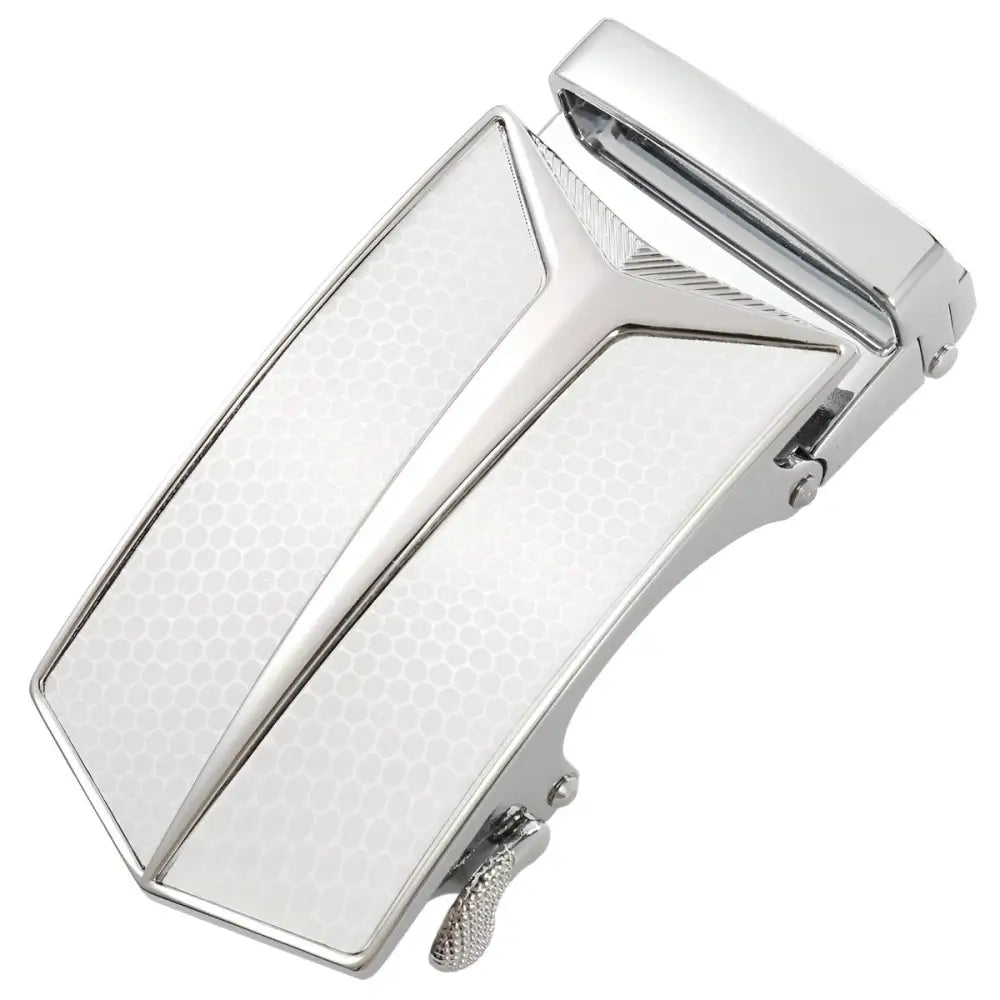 Silver belt buckle from Red and Silver Declan automatic belt buckle for stylish wear