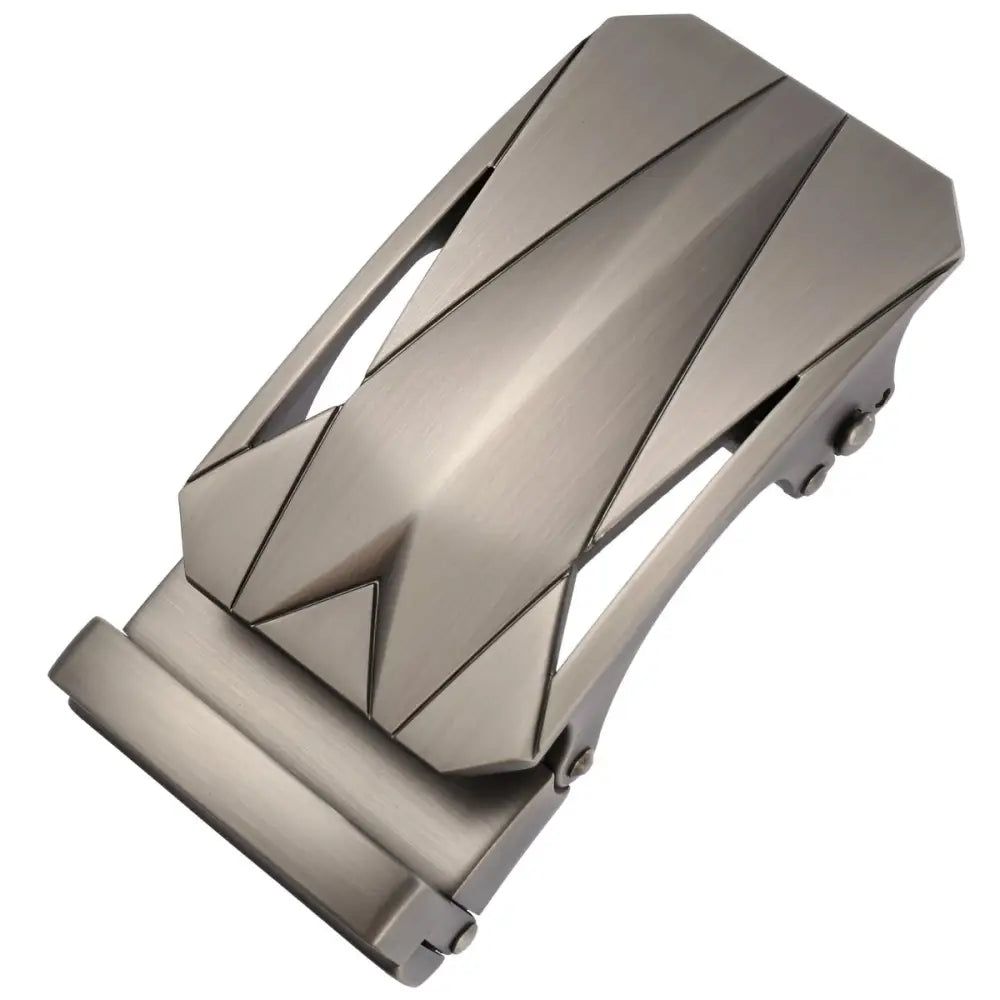 Geometric patterned metal Flavio Belt Buckle with automatic closure for stylish wear