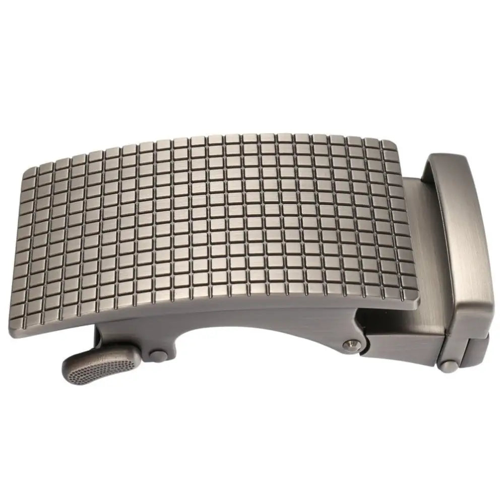 Gino Model black automatic belt buckle with textured grid pattern for stylish accessories
