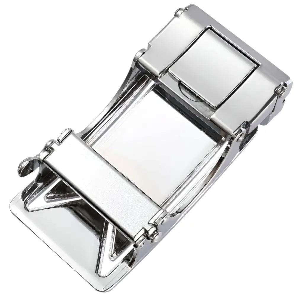 Shiny metal belt buckle for Ceinture Automatique with silver and navy design