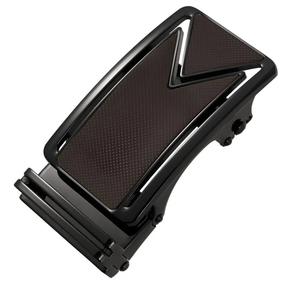Black metal belt buckle for Silver and Navy Ceinture Automatique product display