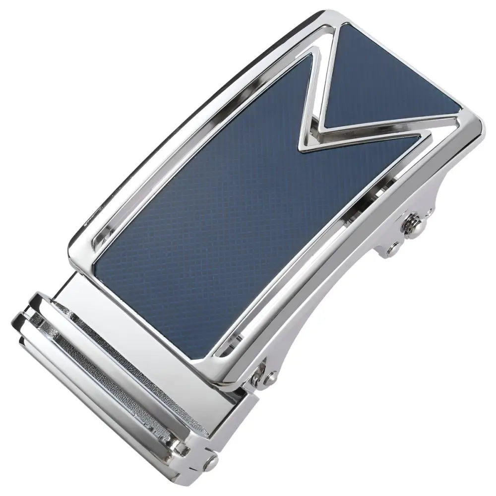 Silver and navy belt buckle for ceinture automatique, stylish accessories for automatic belts