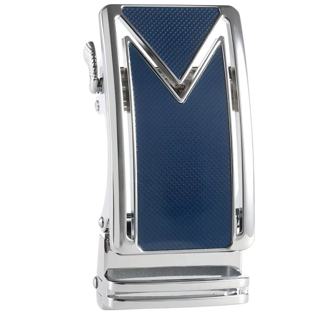 Silver and blue belt buckle for Ceinture Automatique, stylish automatic belt buckle accessory