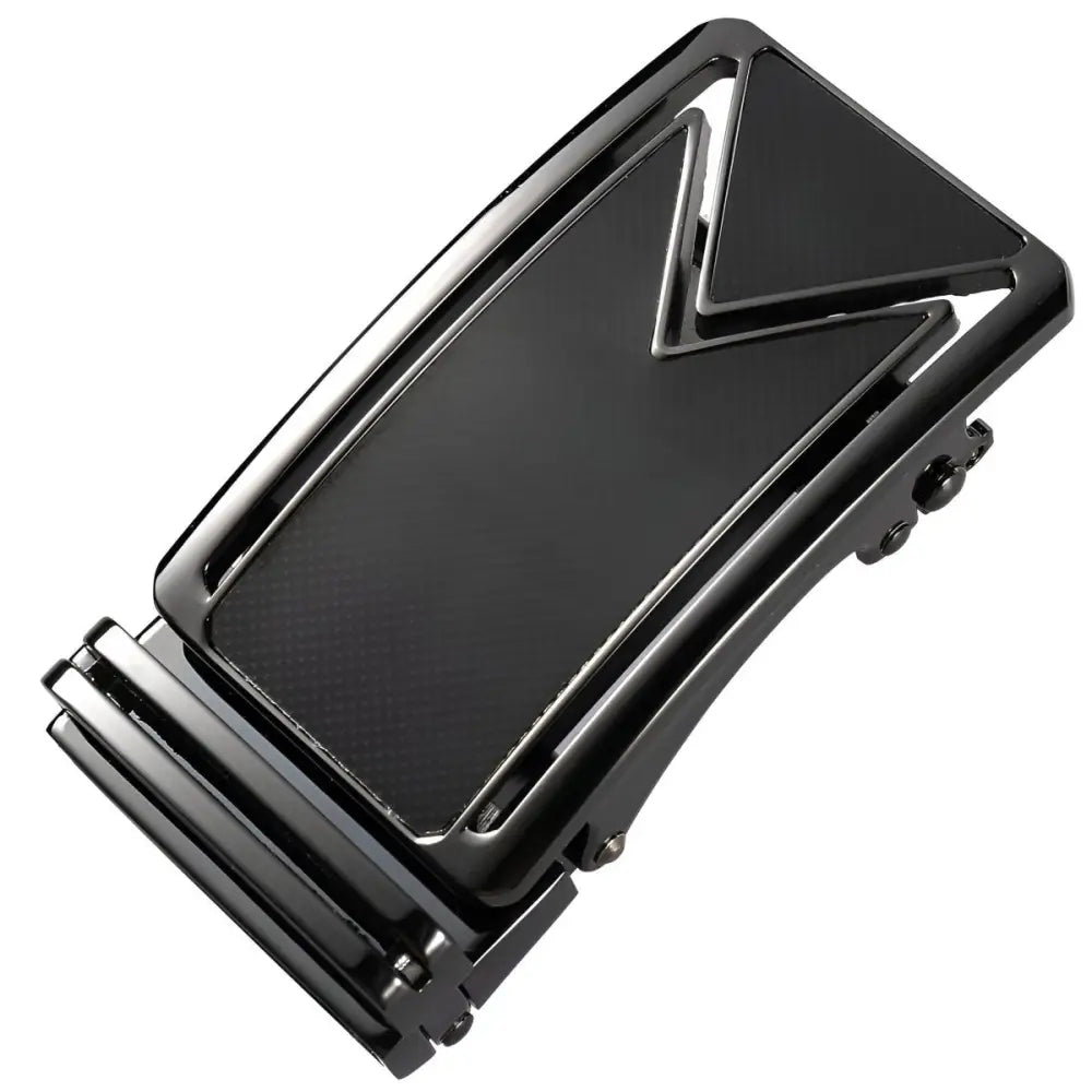 Black metal belt buckle for Silver and Navy Ceinture Automatique product display