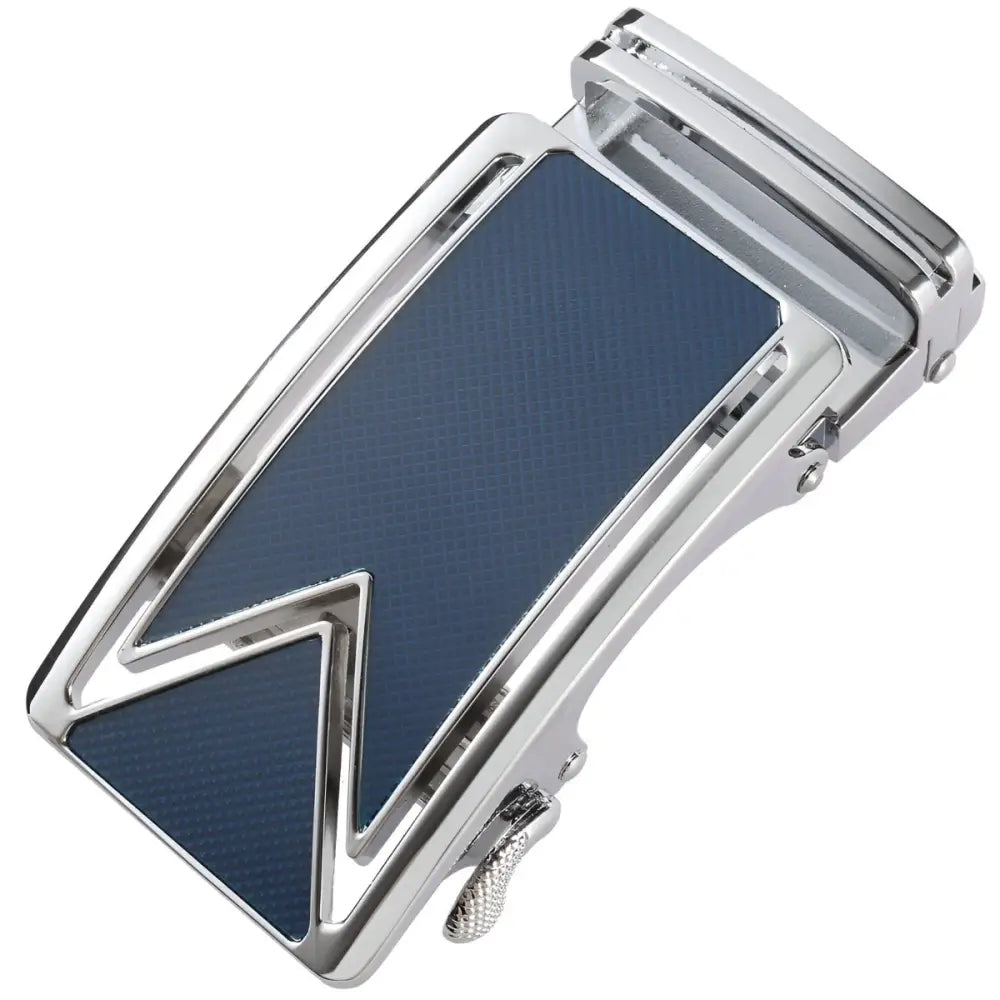 Silver and navy belt buckle for Ceinture Automatique, stylish silver and blue belt buckle