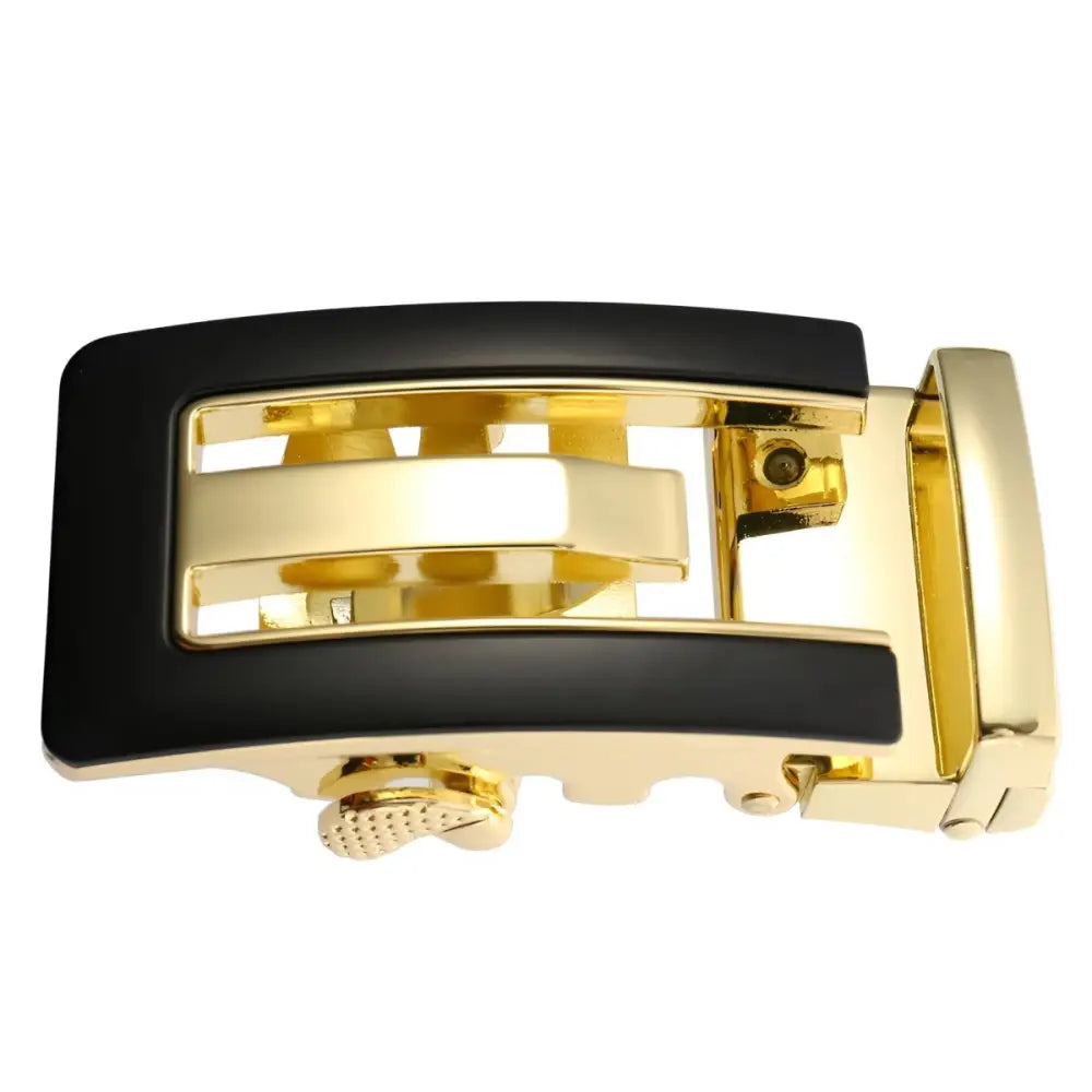 Elegant gold and black belt buckle for stylish accessories and formal wear