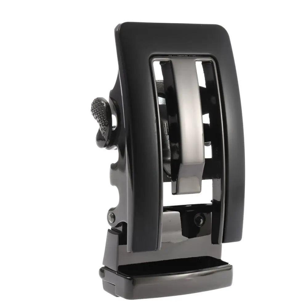 Black and silver automatic belt buckle for elegant accessories and stylish belt designs