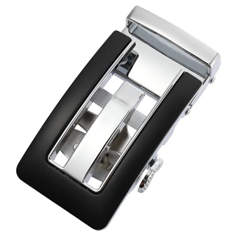 Silver and black belt buckle featured in Gold and Black Belt Buckle for Elegant Accessories