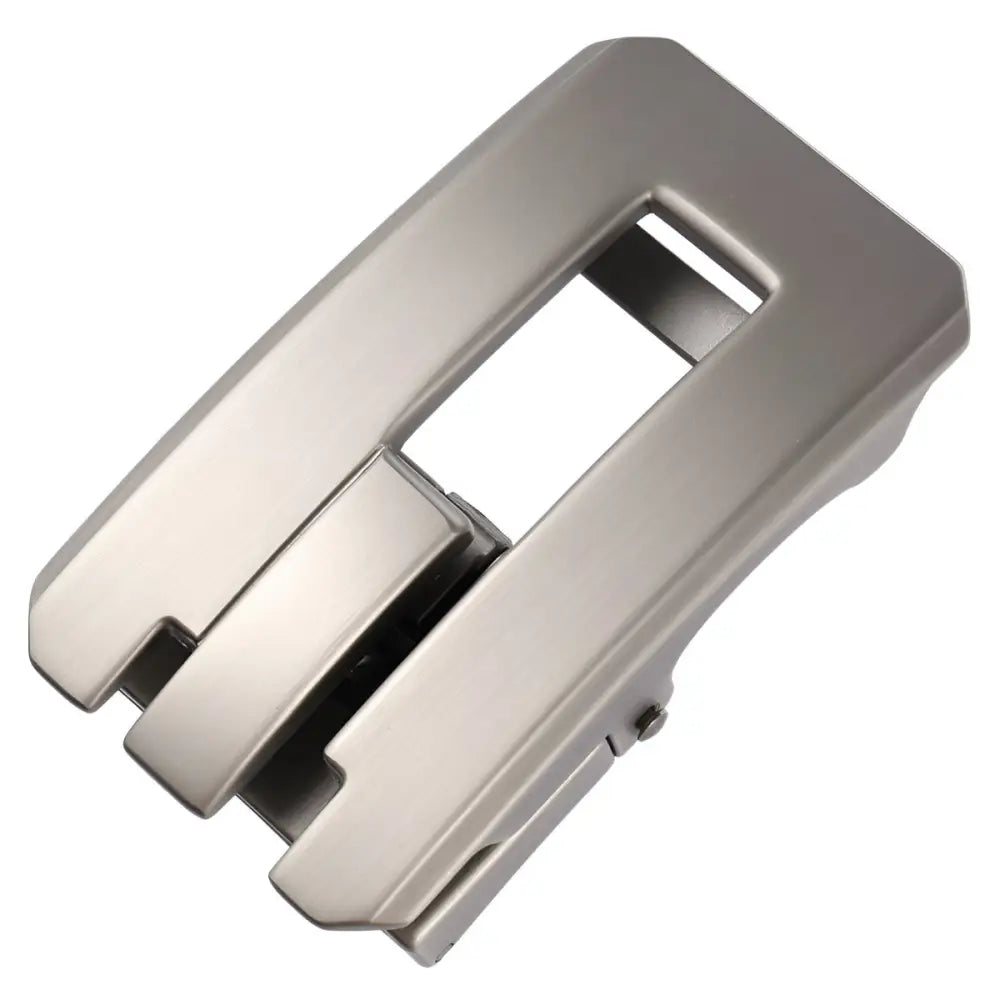 Silver-toned belt buckle with automatic closure for secure fit and stylish accessory