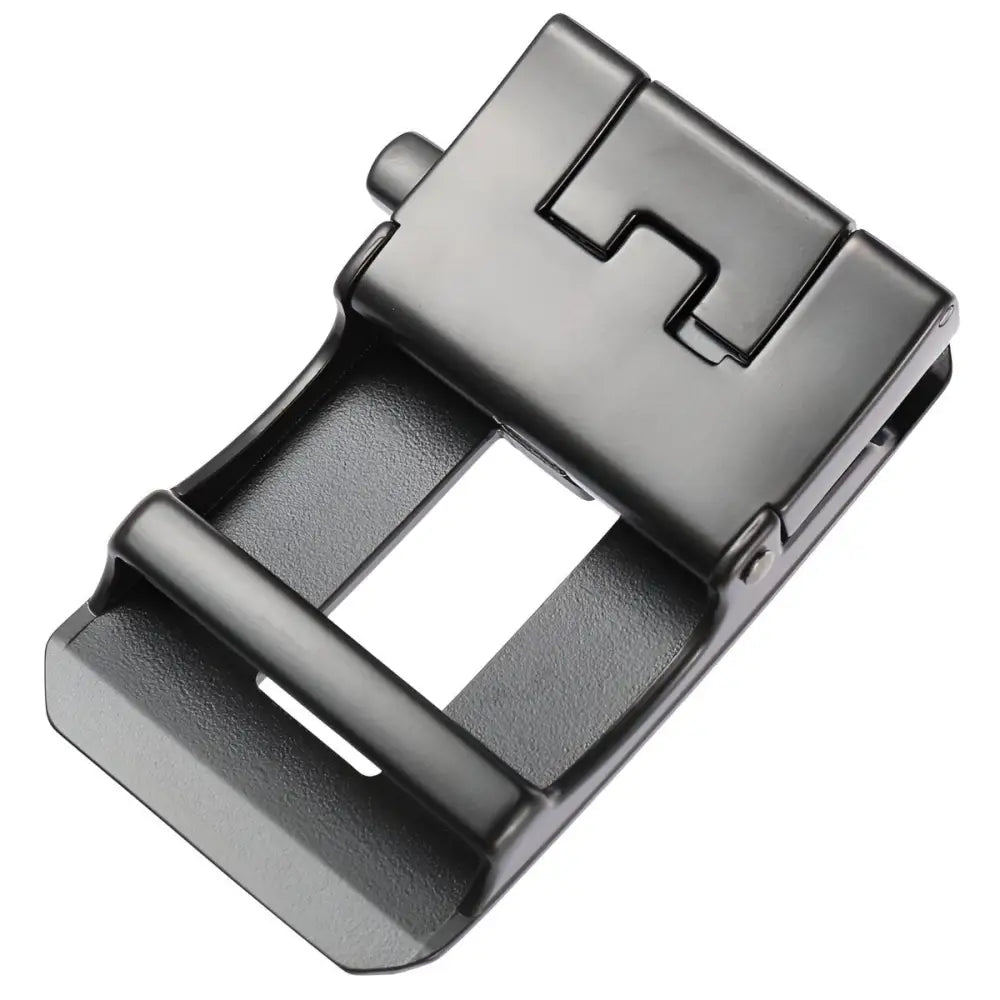 Silver-toned belt buckle with automatic closure for a secure fit