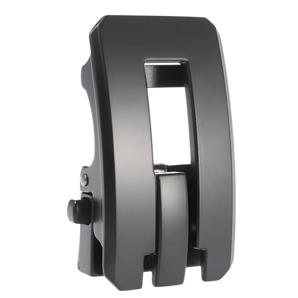 Black metal belt buckle with automatic closure for secure fit in Silver-toned Belt Buckle product