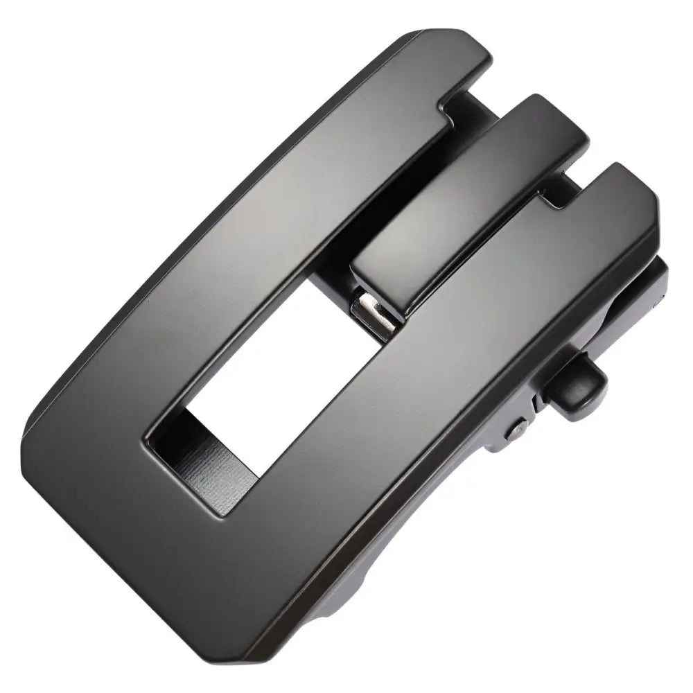 Black metal belt buckle with automatic closure for secure fit in Silver-toned Belt Buckle product