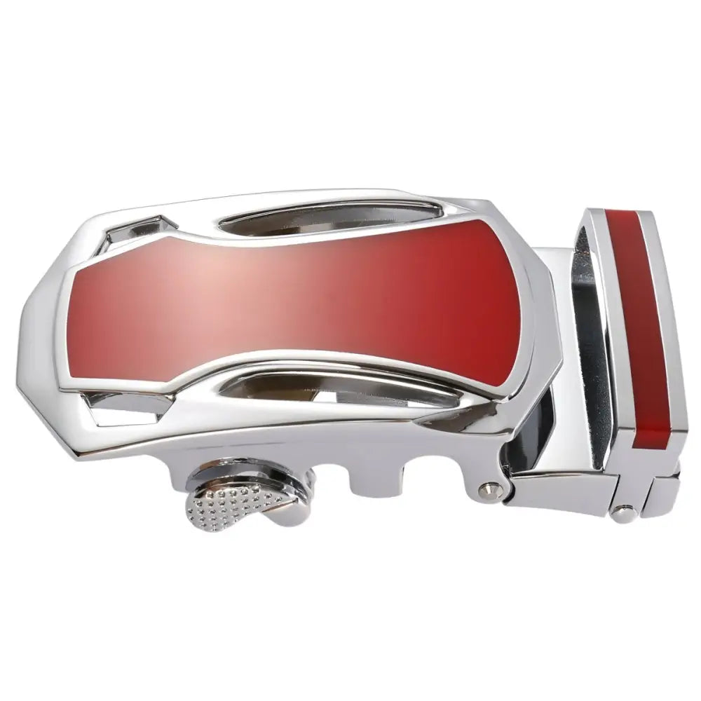 Red and silver belt buckle for Jordi automatic belt or automatic belt buckle product