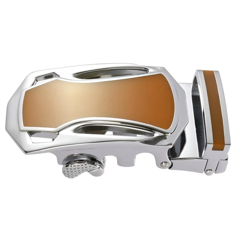 Silver and brown belt buckle for Jordi automatic belt or automatic belt buckle product