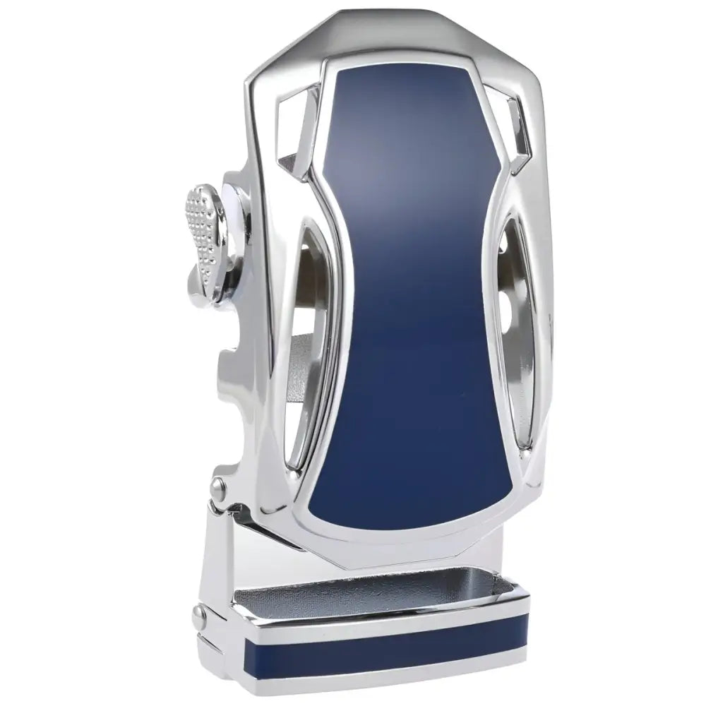 Chrome and blue belt buckle for Jordi automatic belt or automatic belt buckle