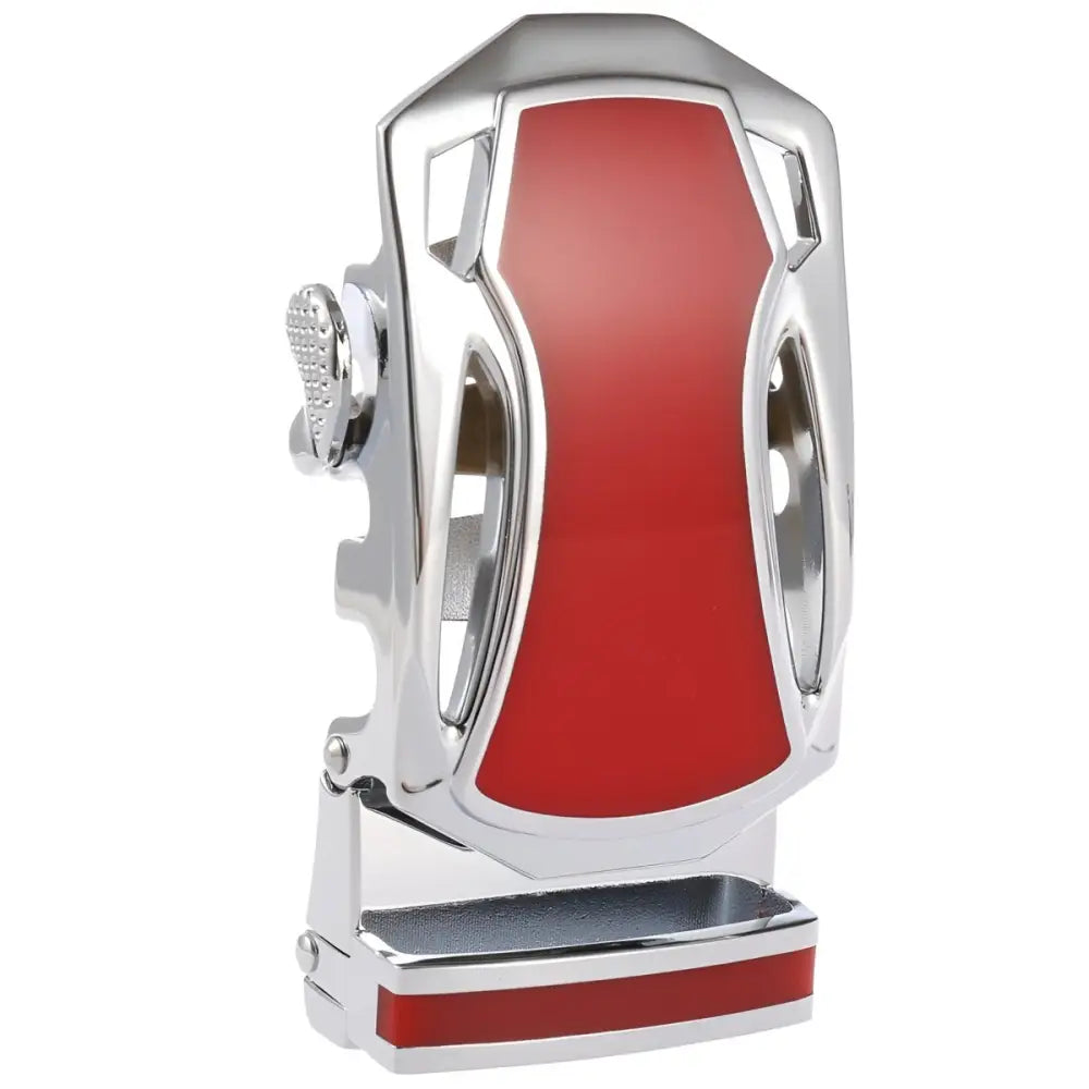Red and chrome belt buckle for Jordi automatic belt or automatic belt buckle