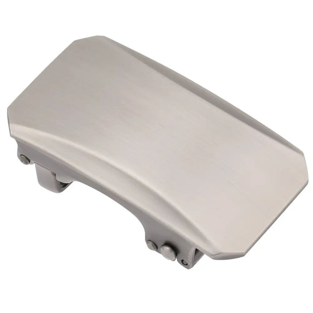 Silver-toned automatic belt buckle for stylish wear showcasing a sleek belt buckle design