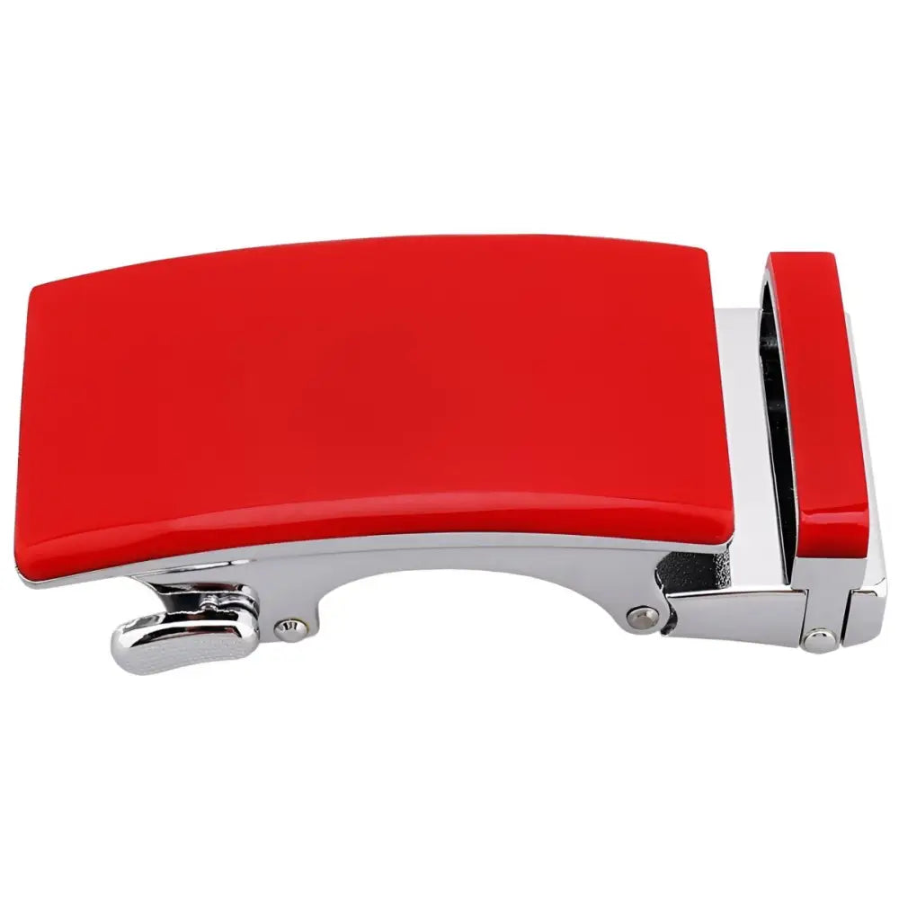 Red and chrome belt buckle for Black and Silver Nils Automatic Belt Buckle for Men