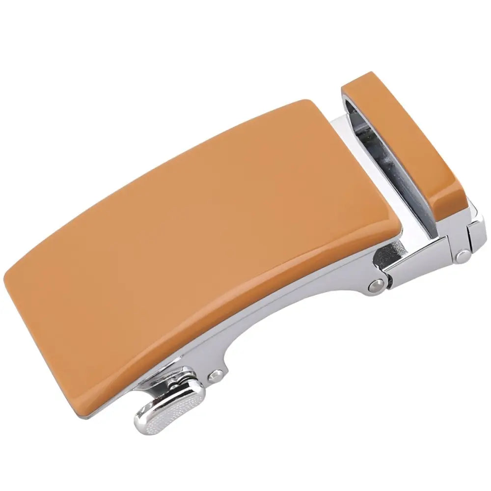 Tan and silver belt buckle for Black and Silver Nils Automatic Belt Buckle for Men