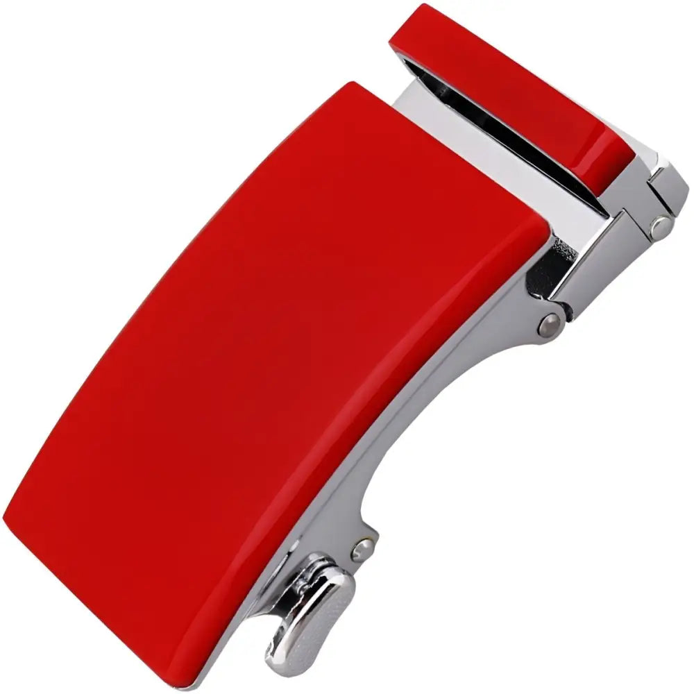 Red and silver belt buckle for Black and Silver Nils Automatic Belt for Men