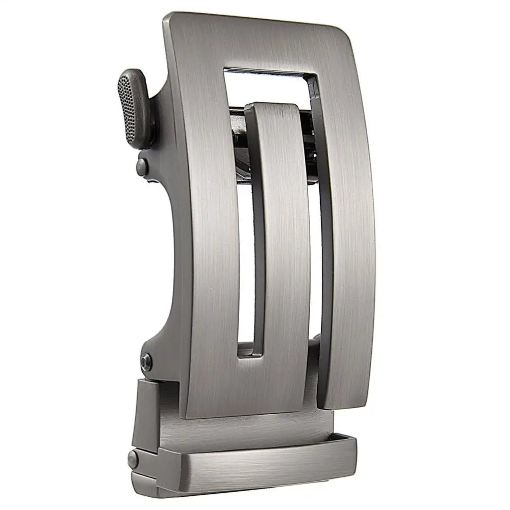 Metal belt buckle with release lever for durability and everyday wear comfort