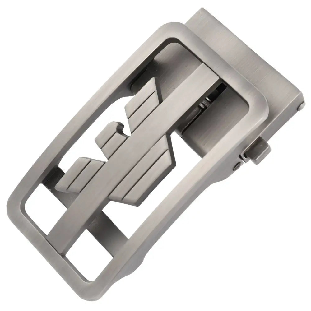 Silver-toned belt buckle featuring an eagle logo design for a stylish accessory