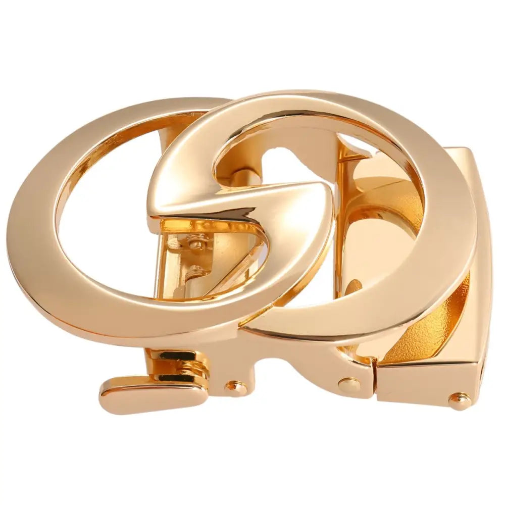 Gold-toned interlocking G belt buckle for elegant Indy belt accessories