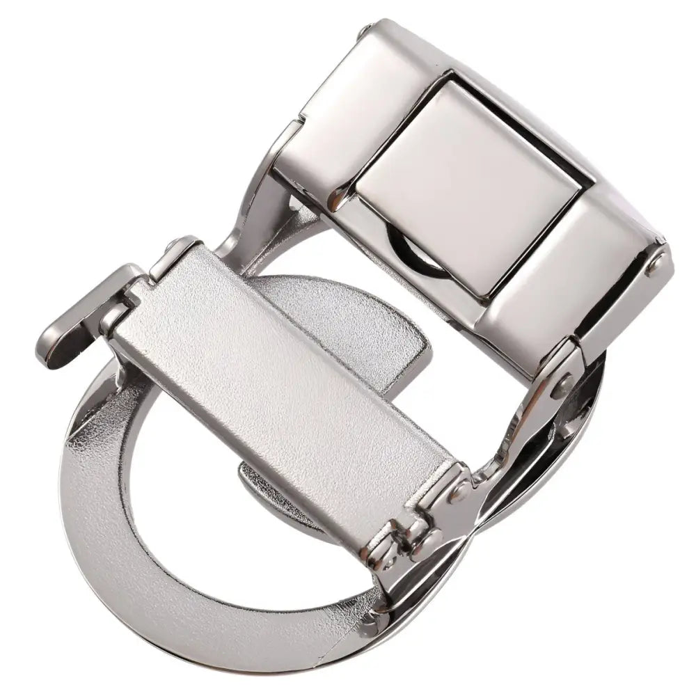 Silver-colored metal belt buckle for Elegant Indy Belts, ideal for stylish indy belts