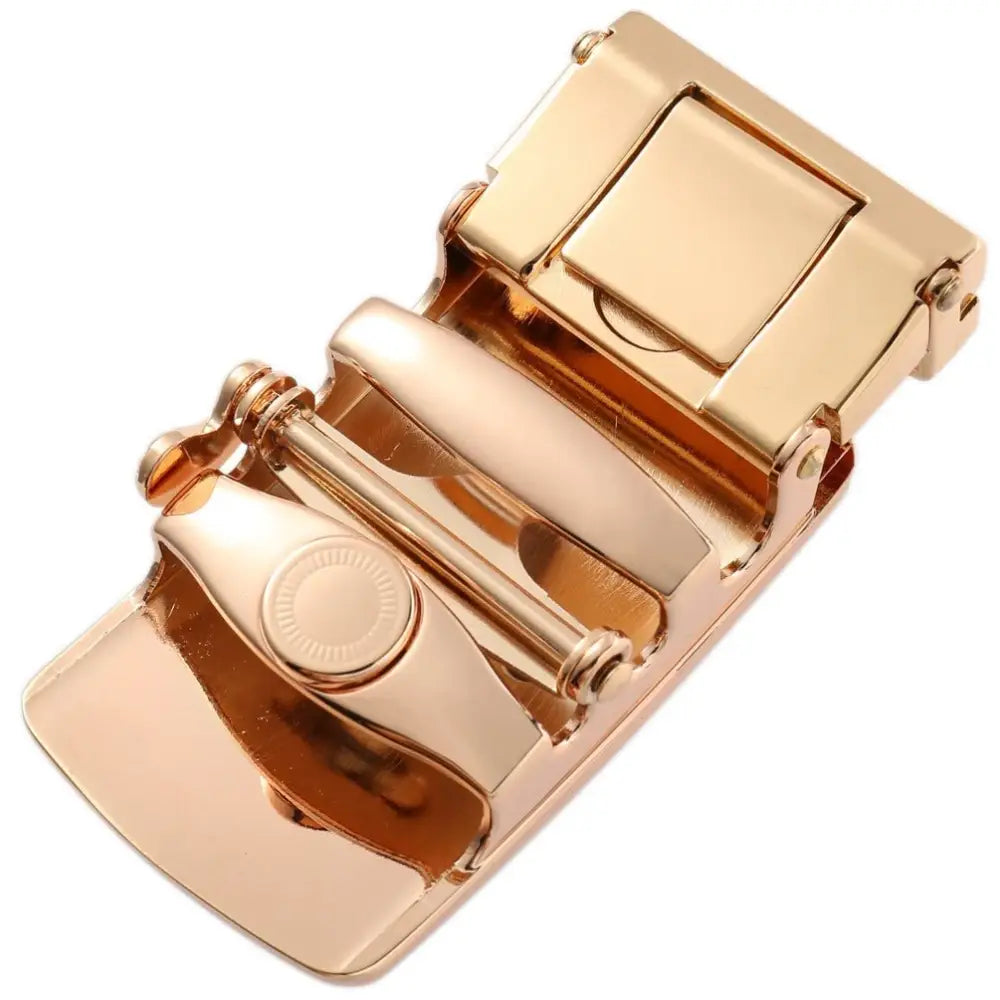 Shiny gold-colored Remy Model belt buckle with horse emblem for a stylish accessory