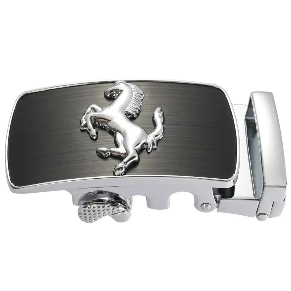 Remy Model silver belt buckle with horse emblem for stylish accessory enhancement