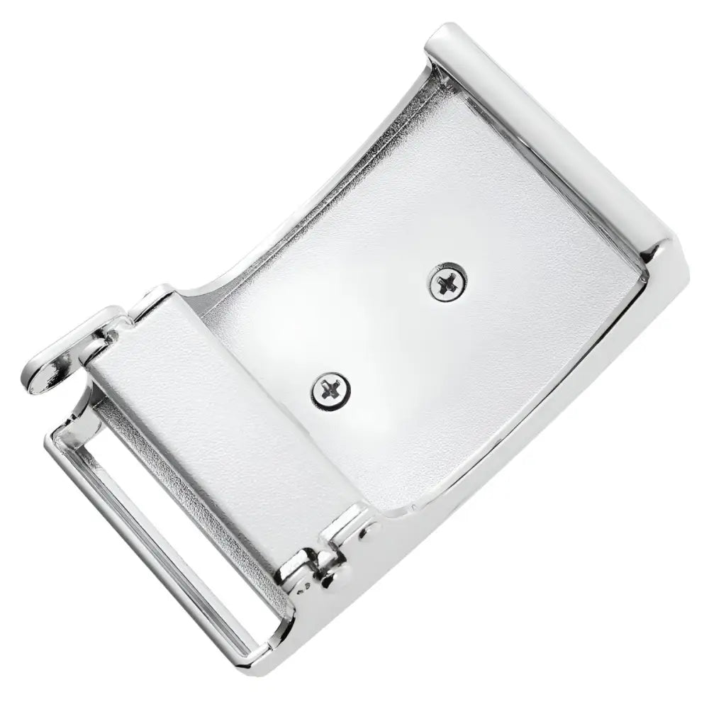 Shiny metal belt buckle with black crocodile design for men’s fashion accessory