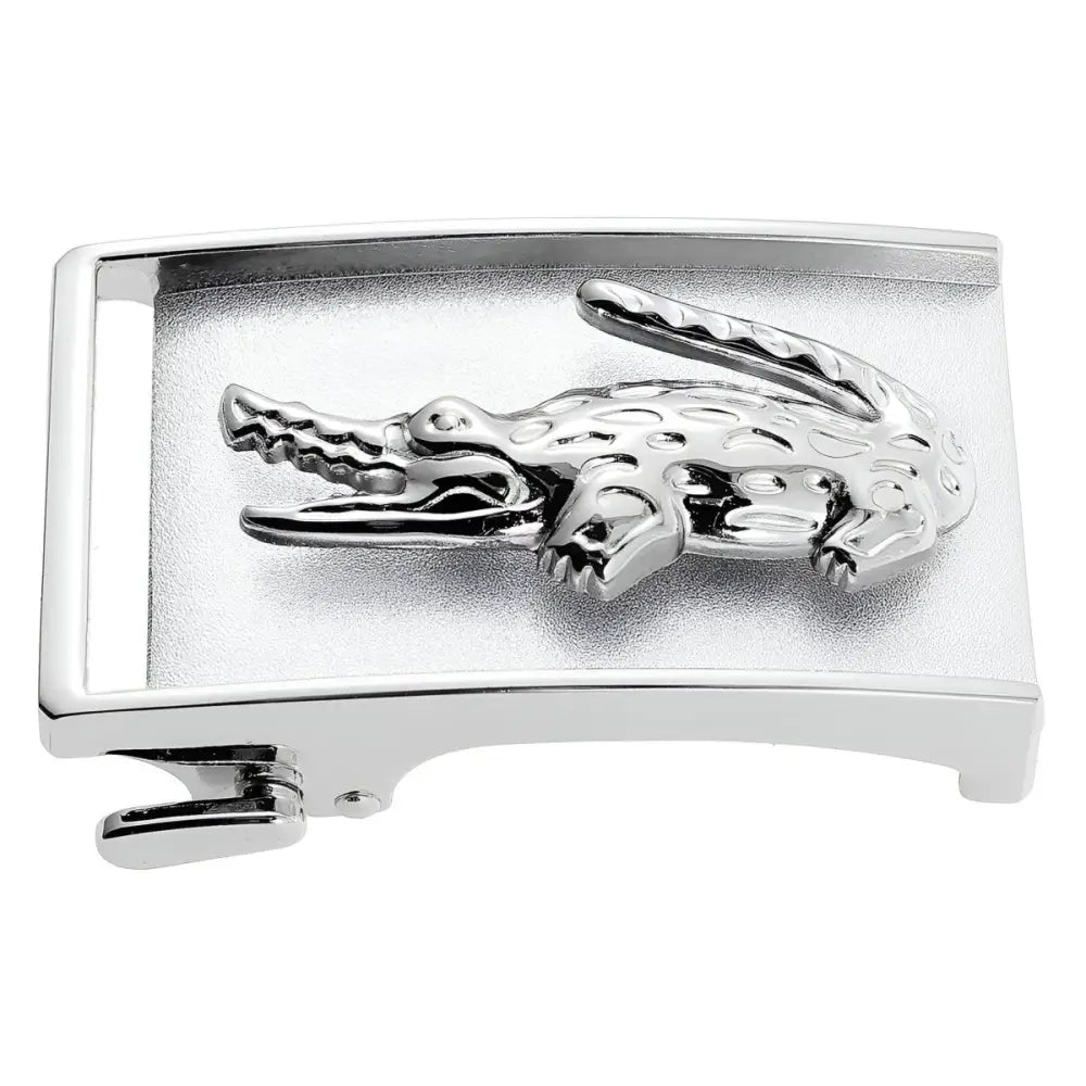 Silver crocodile belt buckle for men display in Black Crocodile Design Metal Belt Buckle product