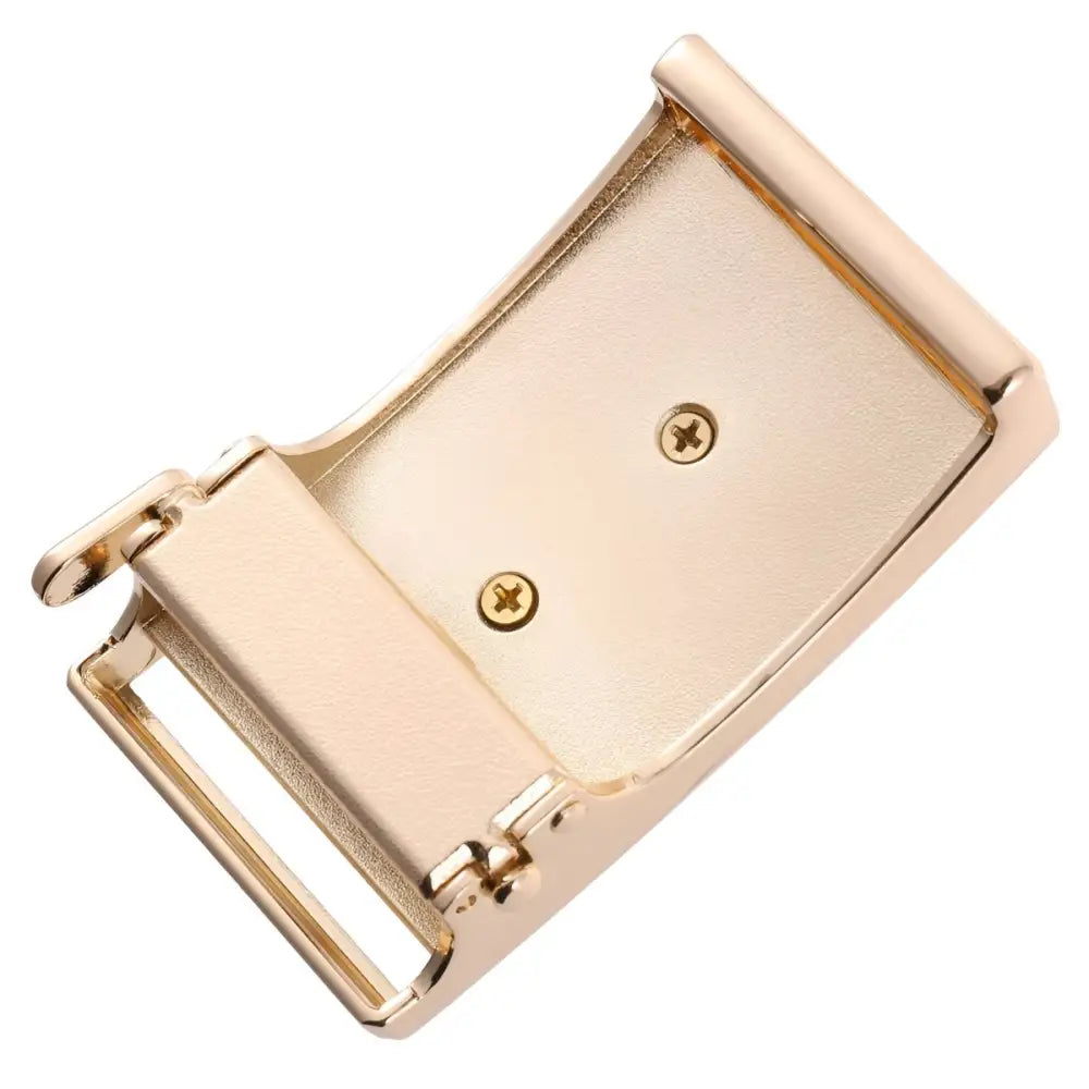 Gold-colored belt buckle on Black Crocodile Design Metal Belt Buckle for Men