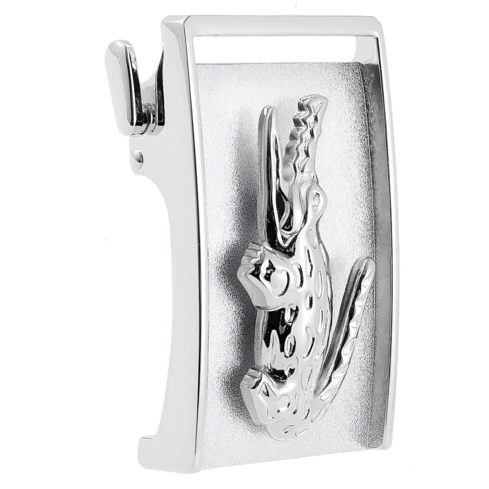 Silver crocodile belt buckle for men, premium black crocodile design metal belt buckle