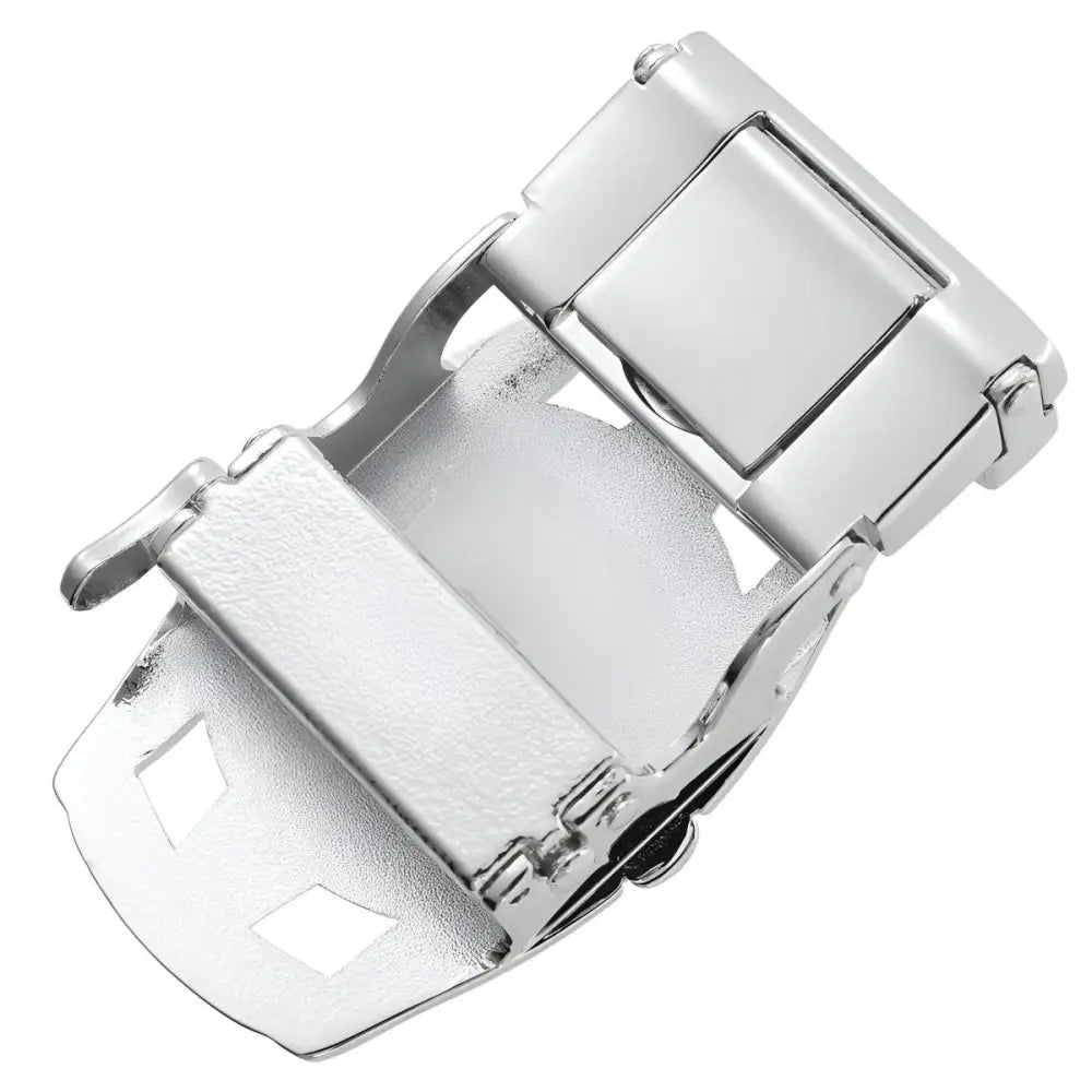 Polished metal belt buckle with intricate dragon emblem design for luxury fashion accessory