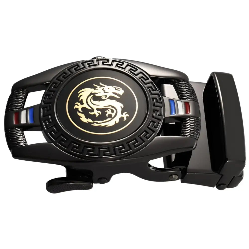 Black belt buckle with detailed dragon design for the Gold Belt Buckle Featuring Dragon Emblem product