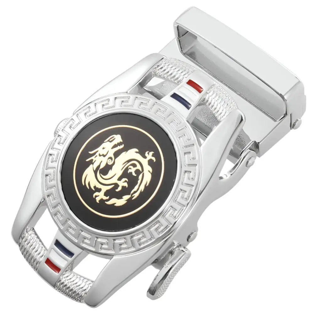 Silver belt buckle with detailed dragon emblem for Gold Belt Buckle Featuring Dragon Emblem product