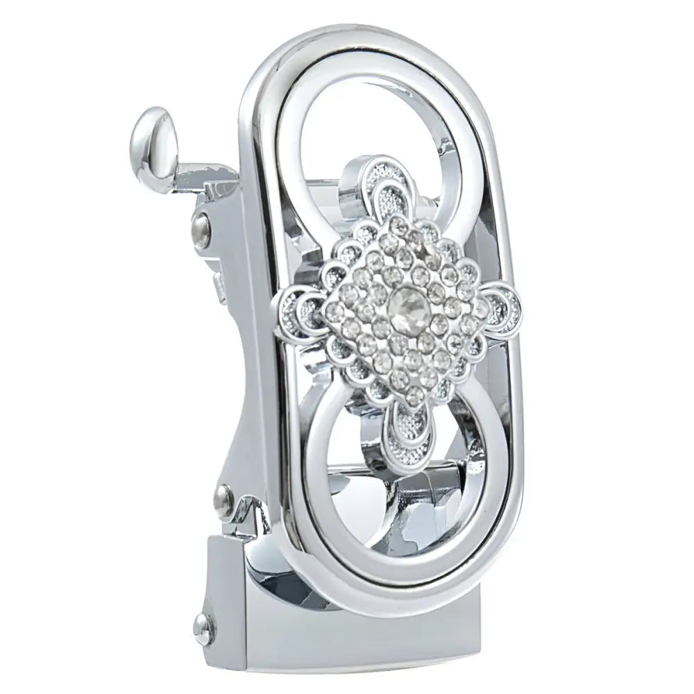 Silver-toned jeweled Tessie Automatic Belt Buckle for stylish automatic belts