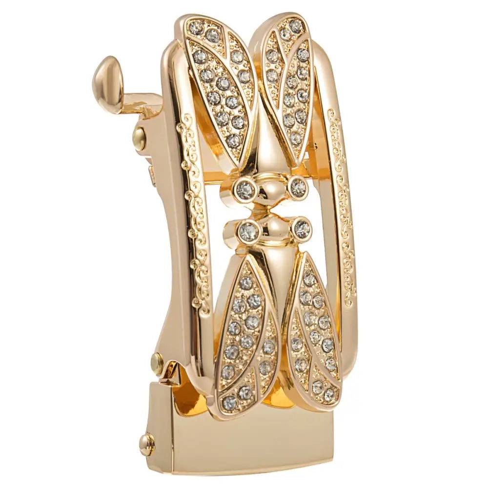 Gold-toned rhinestone-studded belt buckle from Gold-Toned Rhinestone Dragonfly Belt Buckle collection