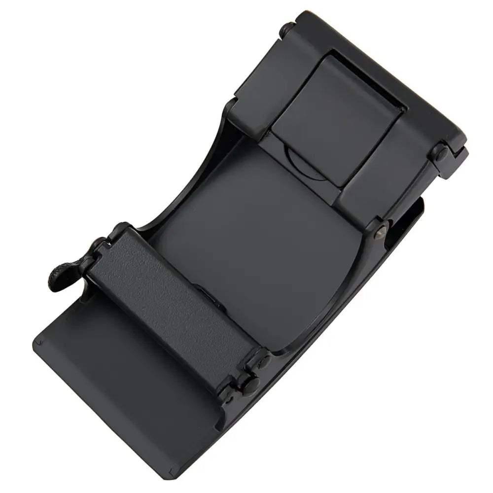 Black metal belt buckle featuring martial model design for a stylish accessory