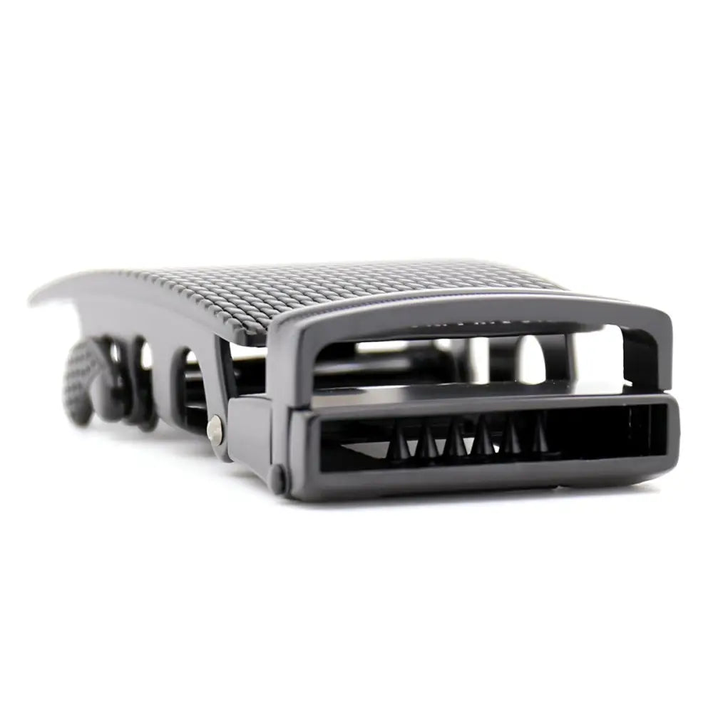 Black metal belt buckle for stylish ratchet belts in the Black Textured Ratchet Belt Buckle product