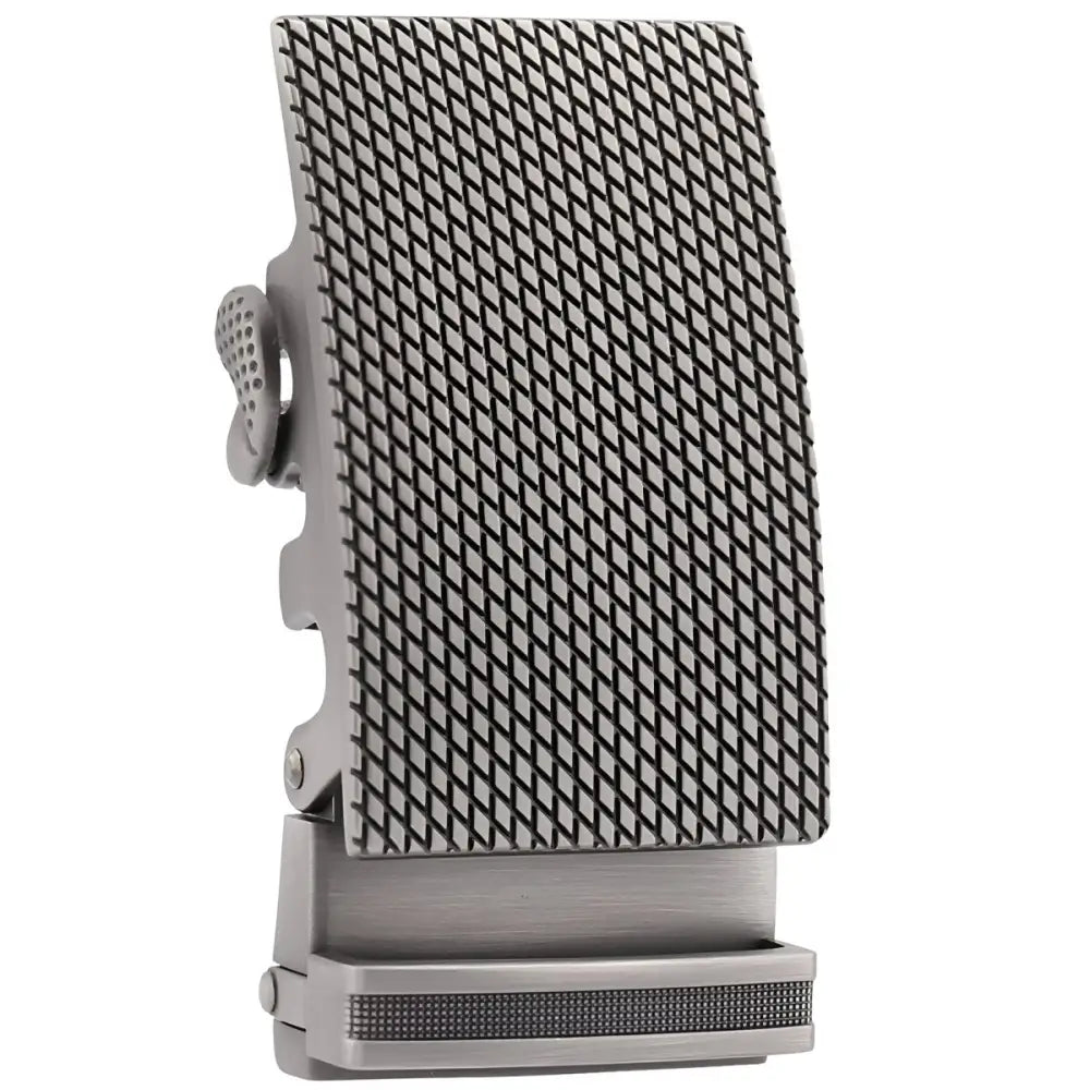 Silver-toned textured belt buckle for Black Textured Ratchet Belt Buckle product