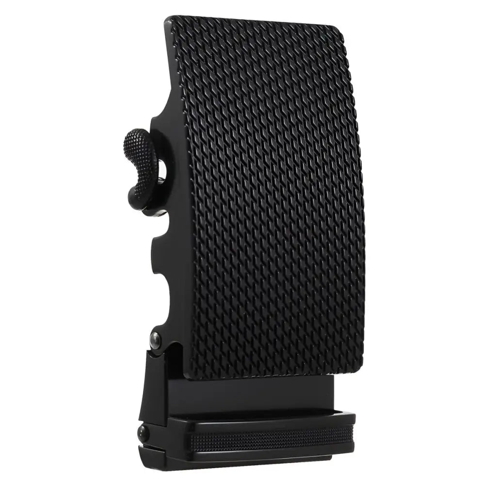Black metal belt buckle for stylish wear on Black Textured Ratchet Belt Buckle product