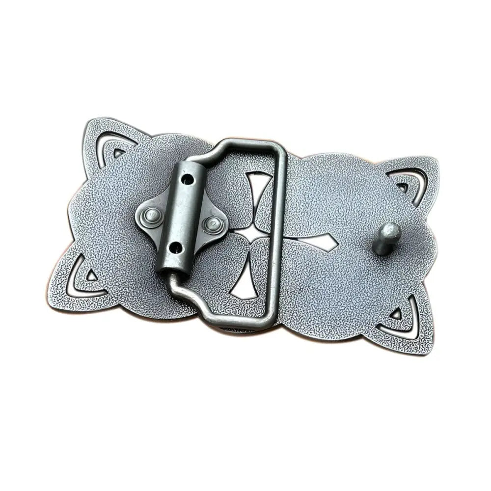 Metal belt buckle from Brigal Celtic Belt with intricate Celtic knot design